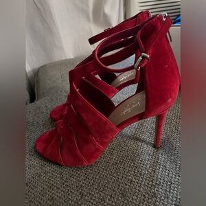 Lord & Taylor Red Heels Suede - Size 8.5